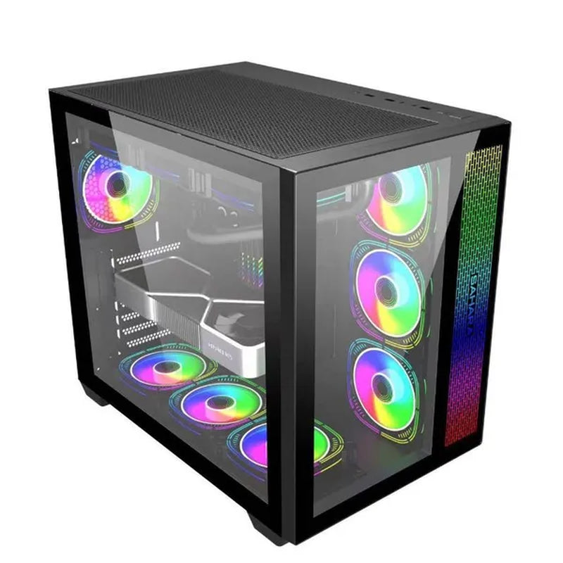 Transparent Computer Case, Desktop Computer ATX, Side Transparent 360 Water-Cooled Gaming Computer Case+360 Water-Cooled Fan X1+2TB/SSD Solid-State Drive M.2 Interface X1+Colorful Fan X4 N700W Power Supply PC Power Supply Gaming Power Supply X1