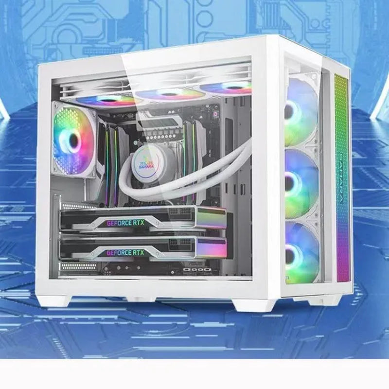 Transparent Computer Case, Desktop Computer ATX, Side Transparent 360 Water-Cooled Gaming Computer Case+360 Water-Cooled Fan X1+2TB/SSD Solid-State Drive M.2 Interface X1+Colorful Fan X4 N700W Power Supply PC Power Supply Gaming Power Supply X1