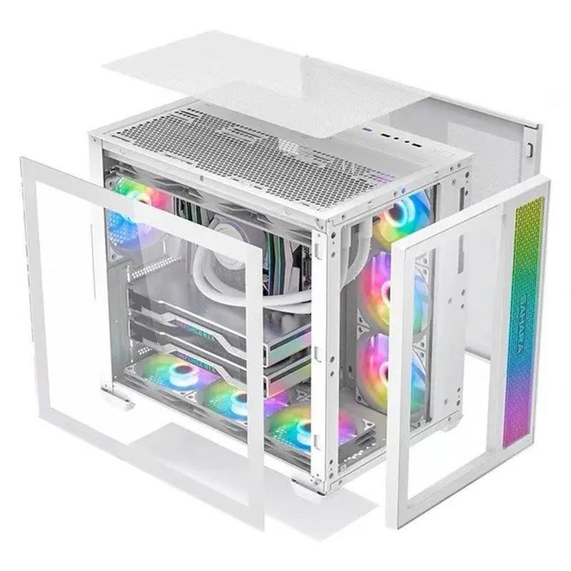 Transparent Computer Case, Desktop Computer ATX, Side Transparent 360 Water-Cooled Gaming Computer Case+360 Water-Cooled Fan X1+2TB/SSD Solid-State Drive M.2 Interface X1+Colorful Fan X4 N700W Power Supply PC Power Supply Gaming Power Supply X1