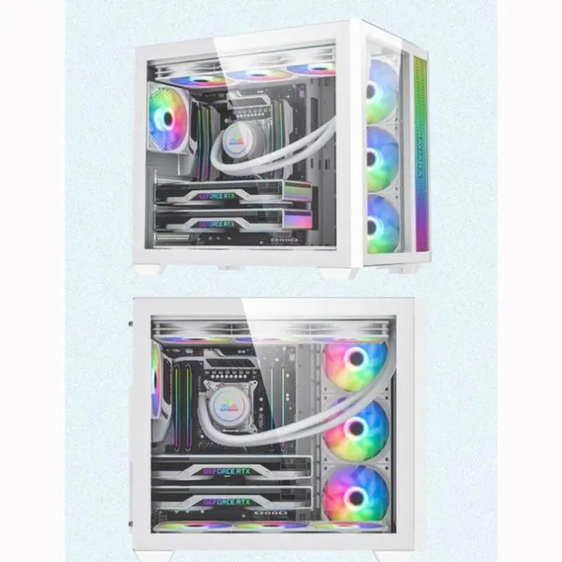 Transparent Computer Case, Desktop Computer ATX, Side Transparent 360 Water-Cooled Gaming Computer Case+360 Water-Cooled Fan X1+2TB/SSD Solid-State Drive M.2 Interface X1+Colorful Fan X4 N700W Power Supply PC Power Supply Gaming Power Supply X1