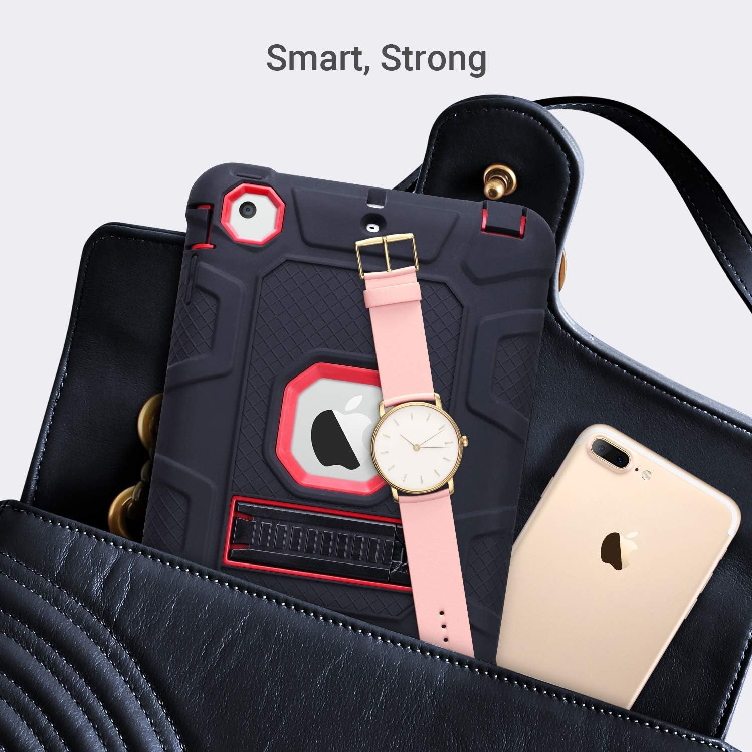 Case for Ipad Mini 1 2 3, Three Layer Heavy Duty Shockproof Protective Case with Kickstand for Ipad Mini 2 Case 1St 2Nd 3Rd Generation (Red/Black)