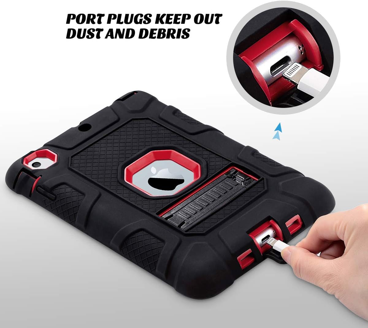 Case for Ipad Mini 1 2 3, Three Layer Heavy Duty Shockproof Protective Case with Kickstand for Ipad Mini 2 Case 1St 2Nd 3Rd Generation (Red/Black)