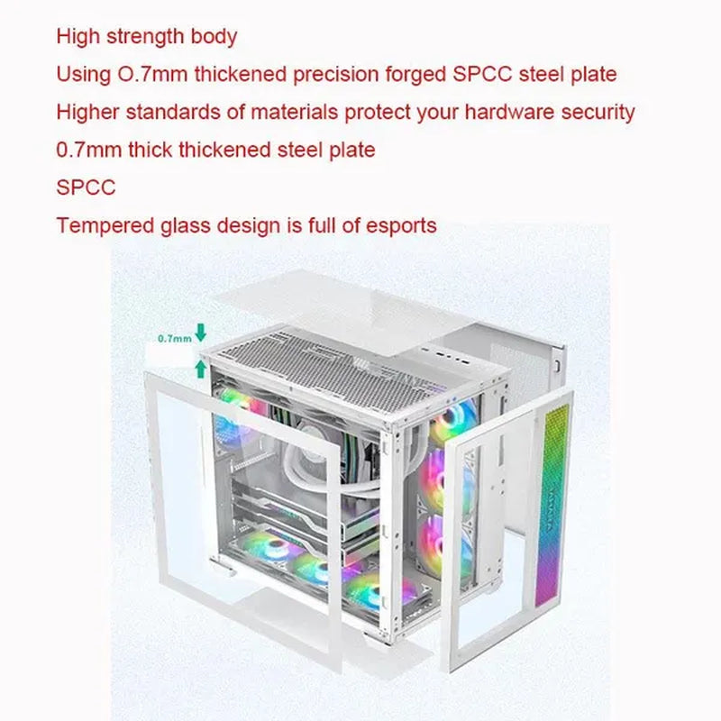 Transparent Computer Case, Desktop Computer ATX, Side Transparent 360 Water-Cooled Gaming Computer Case+360 Water-Cooled Fan X1+2TB/SSD Solid-State Drive M.2 Interface X1+Colorful Fan X4 N700W Power Supply PC Power Supply Gaming Power Supply X1