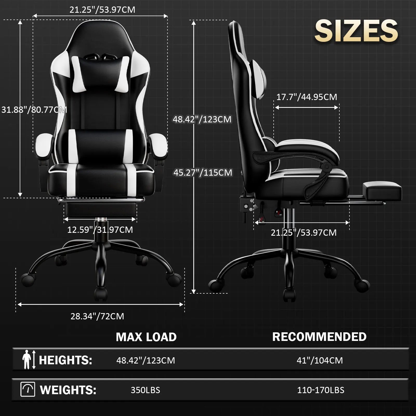 Ergonomic Gaming Chair Recliner, PU Leather Racing Game Chairs for Adults, Executive Office Chair Gamer Chair with Massager