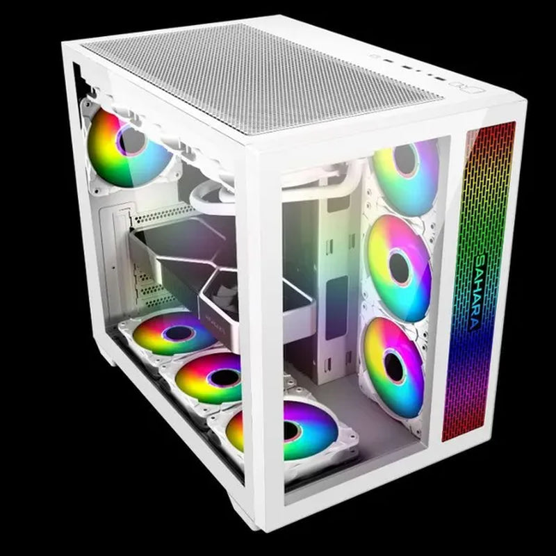 Transparent Computer Case, Desktop Computer ATX, Side Transparent 360 Water-Cooled Gaming Computer Case+360 Water-Cooled Fan X1+2TB/SSD Solid-State Drive M.2 Interface X1+Colorful Fan X4 N700W Power Supply PC Power Supply Gaming Power Supply X1