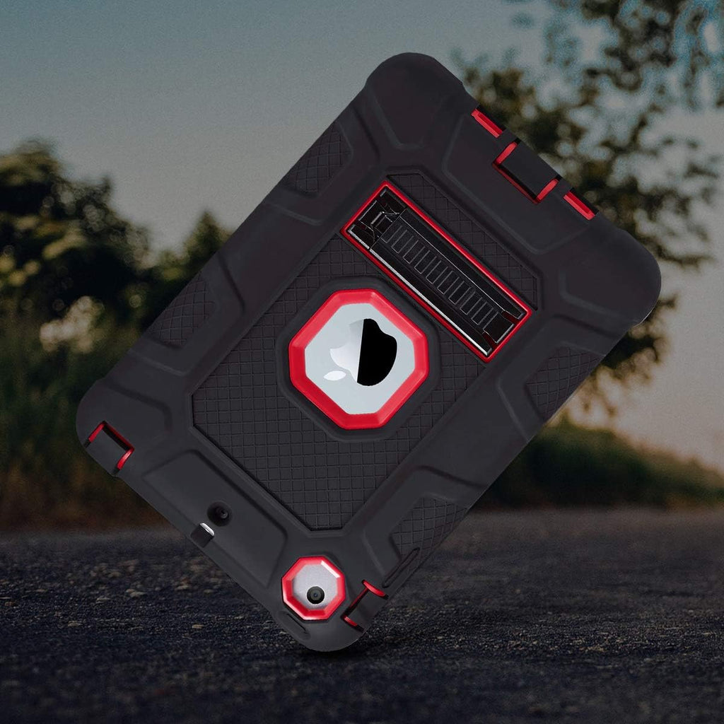 Case for Ipad Mini 1 2 3, Three Layer Heavy Duty Shockproof Protective Case with Kickstand for Ipad Mini 2 Case 1St 2Nd 3Rd Generation (Red/Black)