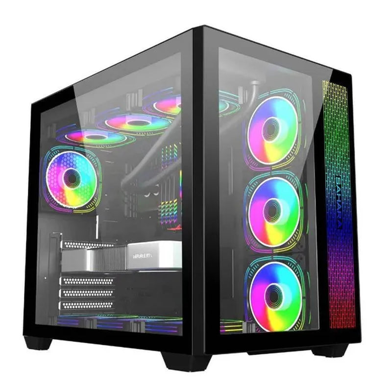 Transparent Computer Case, Desktop Computer ATX, Side Transparent 360 Water-Cooled Gaming Computer Case+360 Water-Cooled Fan X1+2TB/SSD Solid-State Drive M.2 Interface X1+Colorful Fan X4 N700W Power Supply PC Power Supply Gaming Power Supply X1