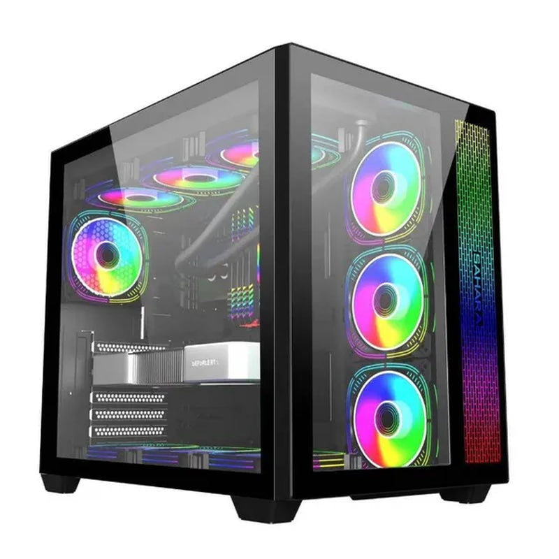 Transparent Computer Case, Desktop Computer ATX, Side Transparent 360 Water-Cooled Gaming Computer Case+360 Water-Cooled Fan X1+2TB/SSD Solid-State Drive M.2 Interface X1+Colorful Fan X4 N700W Power Supply PC Power Supply Gaming Power Supply X1