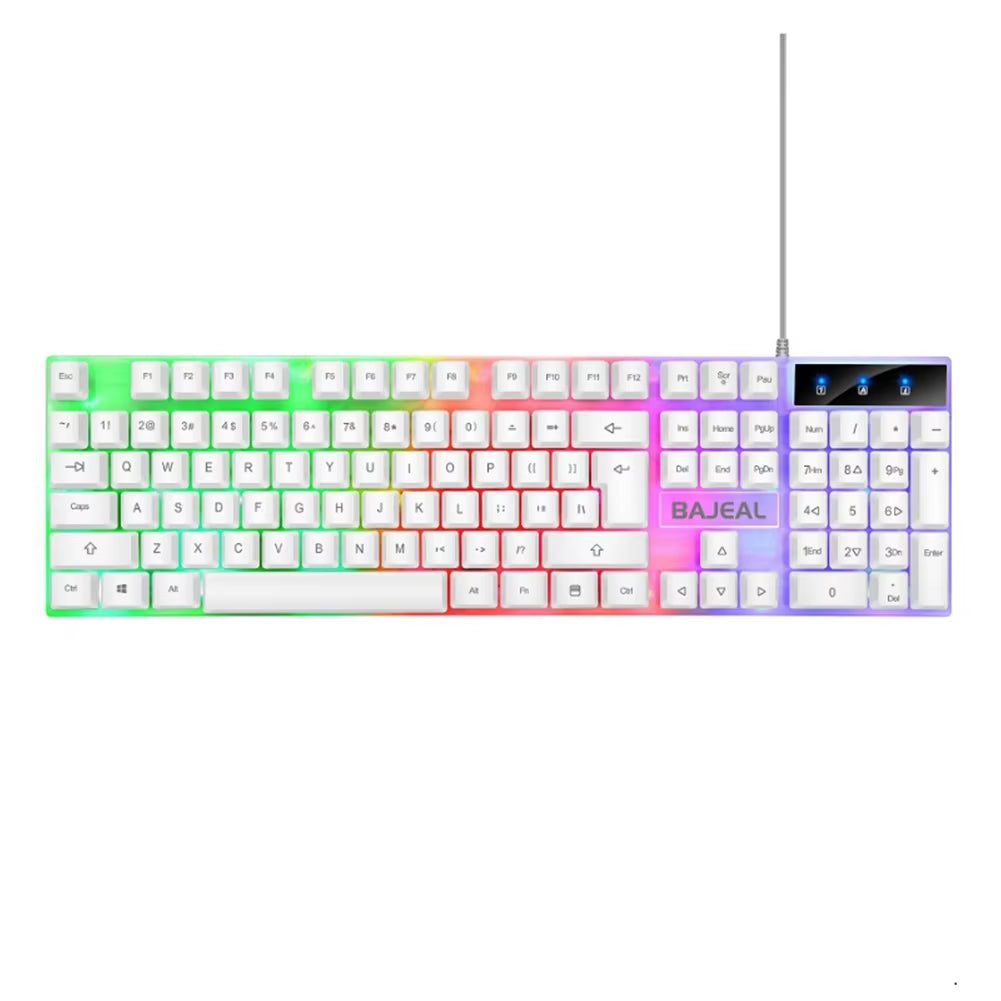 Wired USB Keyboard Seven Color Lights Backlit Keyboard 1.5M Cable Mechanical Keyboard for Computer Laptop for PC Gamer