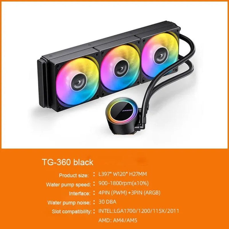 Transparent Computer Case, Desktop Computer ATX, Side Transparent 360 Water-Cooled Gaming Computer Case+360 Water-Cooled Fan X1+2TB/SSD Solid-State Drive M.2 Interface X1+Colorful Fan X4 N700W Power Supply PC Power Supply Gaming Power Supply X1