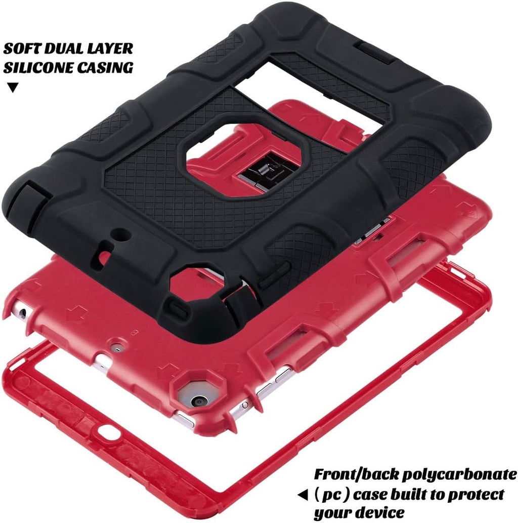 Case for Ipad Mini 1 2 3, Three Layer Heavy Duty Shockproof Protective Case with Kickstand for Ipad Mini 2 Case 1St 2Nd 3Rd Generation (Red/Black)