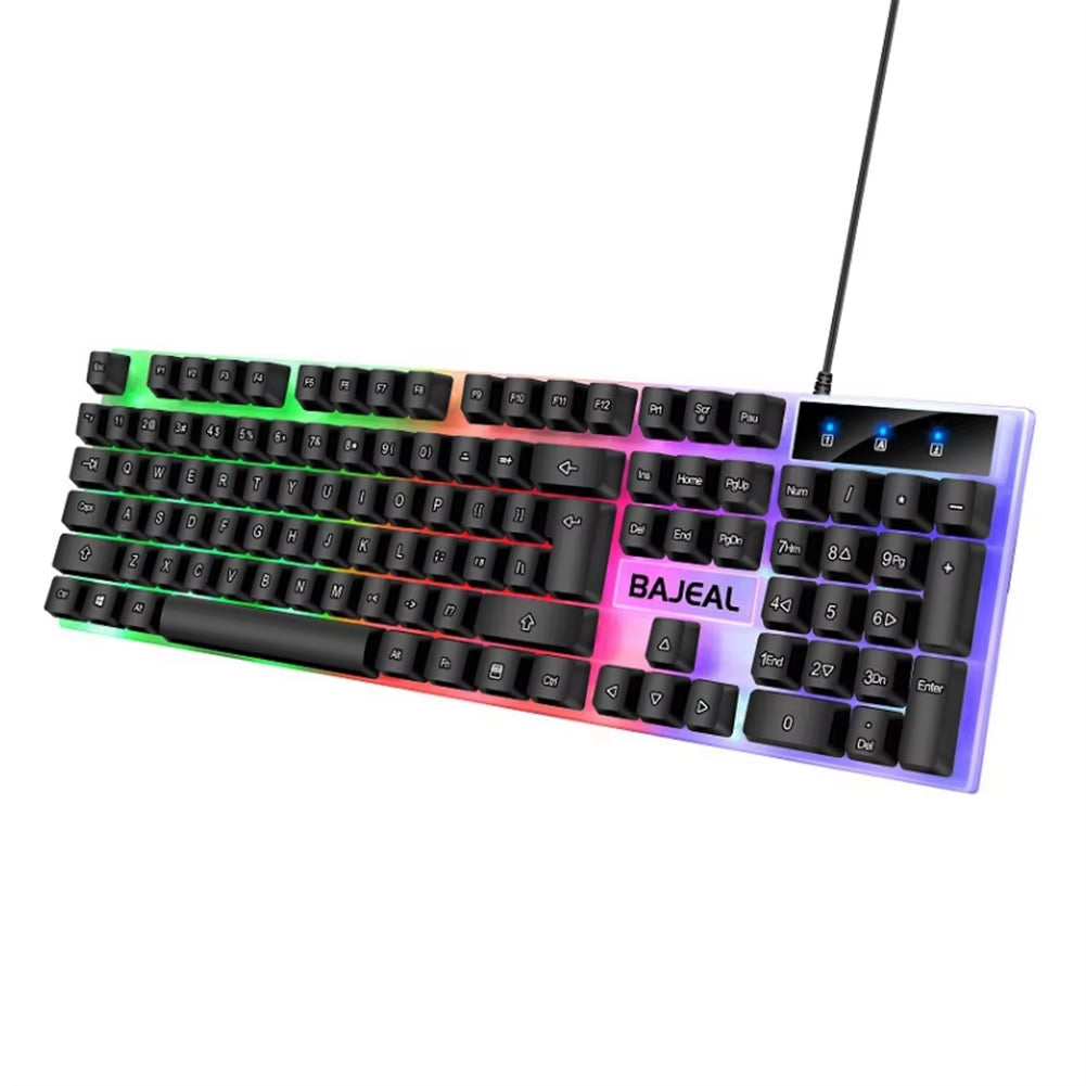 Wired USB Keyboard Seven Color Lights Backlit Keyboard 1.5M Cable Mechanical Keyboard for Computer Laptop for PC Gamer