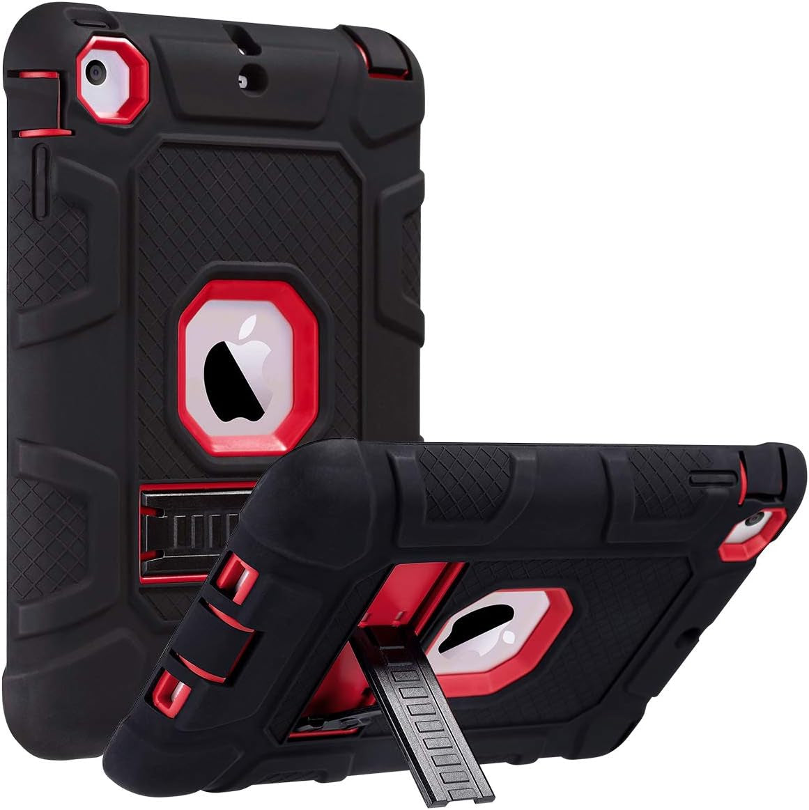 Case for Ipad Mini 1 2 3, Three Layer Heavy Duty Shockproof Protective Case with Kickstand for Ipad Mini 2 Case 1St 2Nd 3Rd Generation (Red/Black)