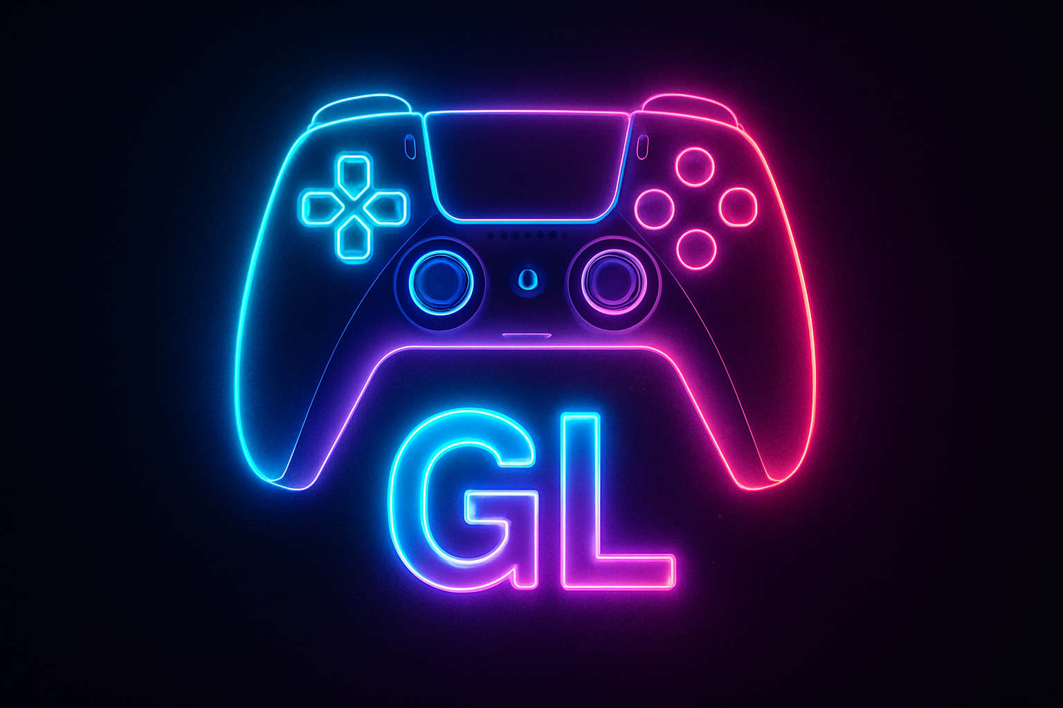 control de videojuegos neon con las letras GL abajo
