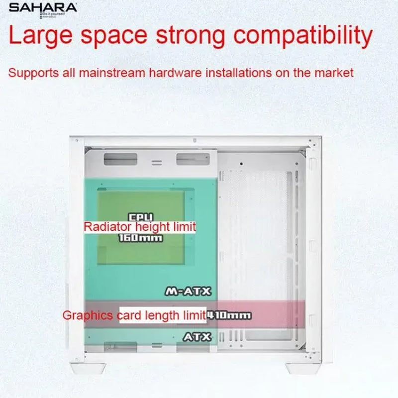 Transparent Computer Case, Desktop Computer ATX, Side Transparent 360 Water-Cooled Gaming Computer Case+360 Water-Cooled Fan X1+2TB/SSD Solid-State Drive M.2 Interface X1+Colorful Fan X4 N700W Power Supply PC Power Supply Gaming Power Supply X1