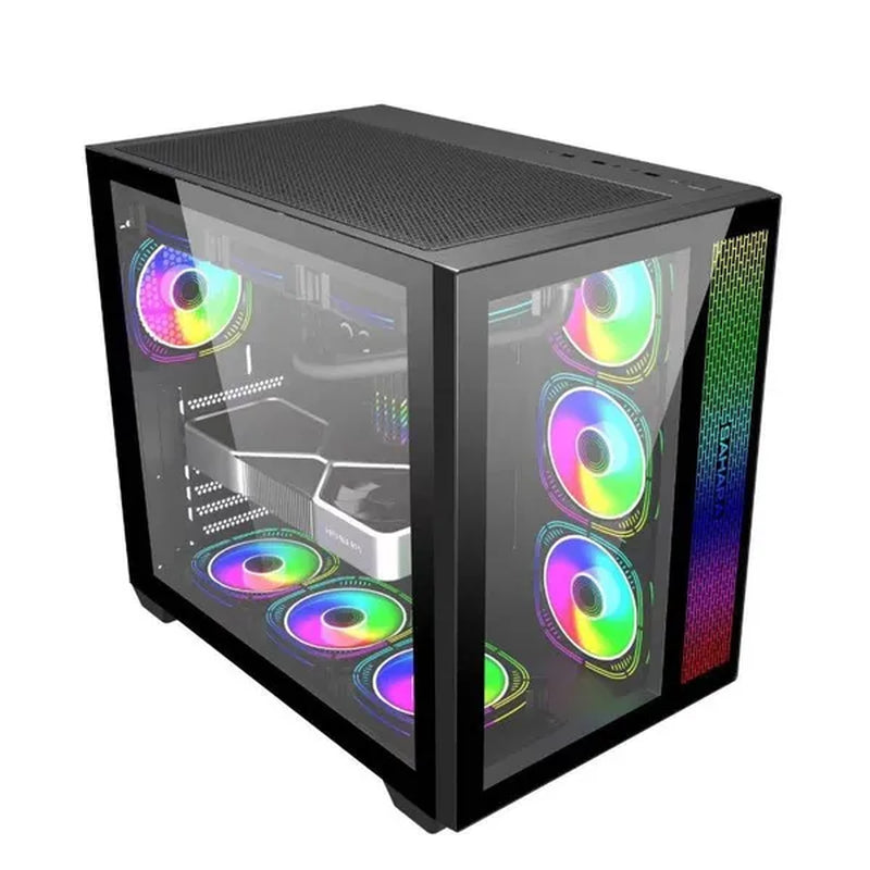 Transparent Computer Case, Desktop Computer ATX, Side Transparent 360 Water-Cooled Gaming Computer Case+360 Water-Cooled Fan X1+2TB/SSD Solid-State Drive M.2 Interface X1+Colorful Fan X4 N700W Power Supply PC Power Supply Gaming Power Supply X1