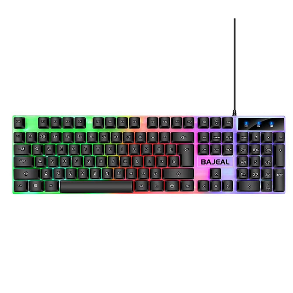 Wired USB Keyboard Seven Color Lights Backlit Keyboard 1.5M Cable Mechanical Keyboard for Computer Laptop for PC Gamer