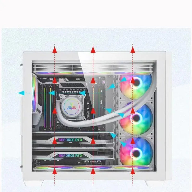Transparent Computer Case, Desktop Computer ATX, Side Transparent 360 Water-Cooled Gaming Computer Case+360 Water-Cooled Fan X1+2TB/SSD Solid-State Drive M.2 Interface X1+Colorful Fan X4 N700W Power Supply PC Power Supply Gaming Power Supply X1