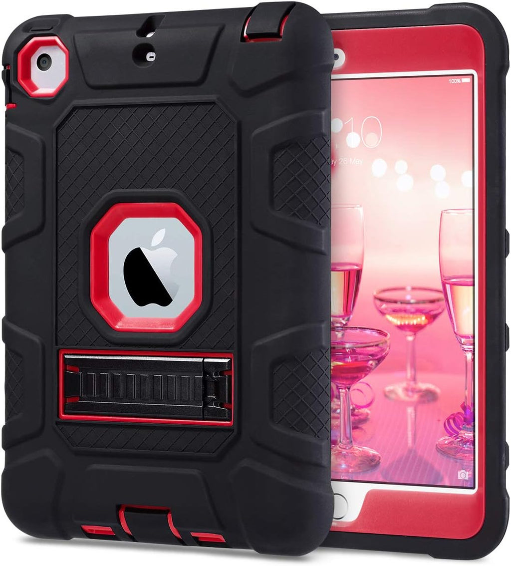 Case for Ipad Mini 1 2 3, Three Layer Heavy Duty Shockproof Protective Case with Kickstand for Ipad Mini 2 Case 1St 2Nd 3Rd Generation (Red/Black)