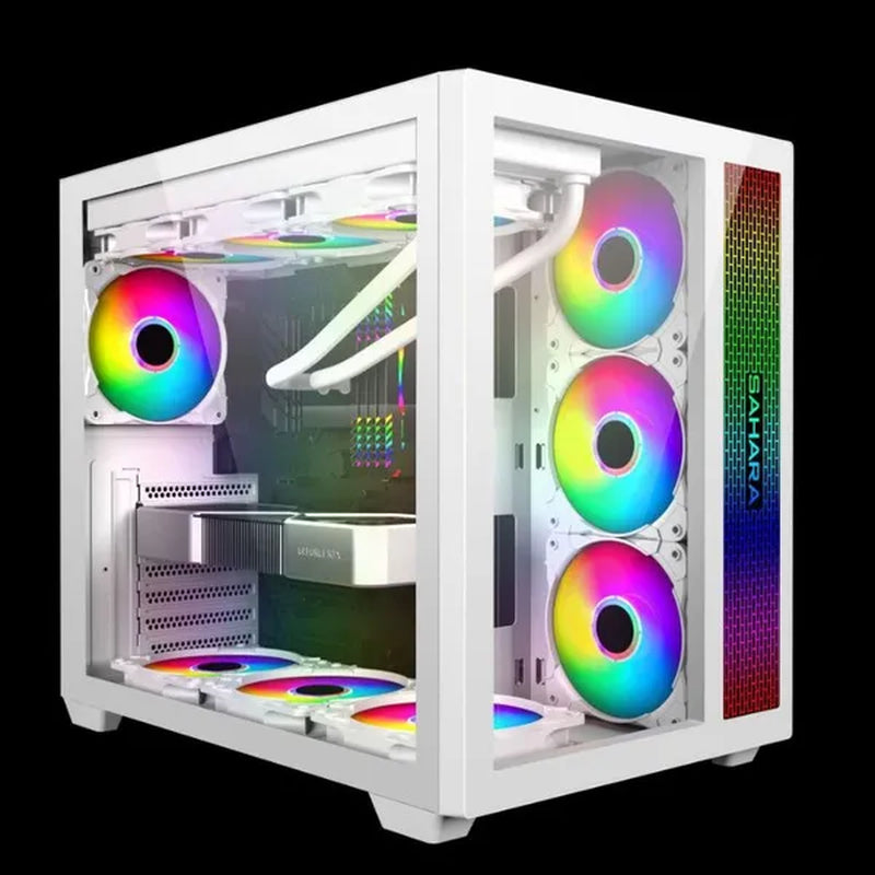 Transparent Computer Case, Desktop Computer ATX, Side Transparent 360 Water-Cooled Gaming Computer Case+360 Water-Cooled Fan X1+2TB/SSD Solid-State Drive M.2 Interface X1+Colorful Fan X4 N700W Power Supply PC Power Supply Gaming Power Supply X1